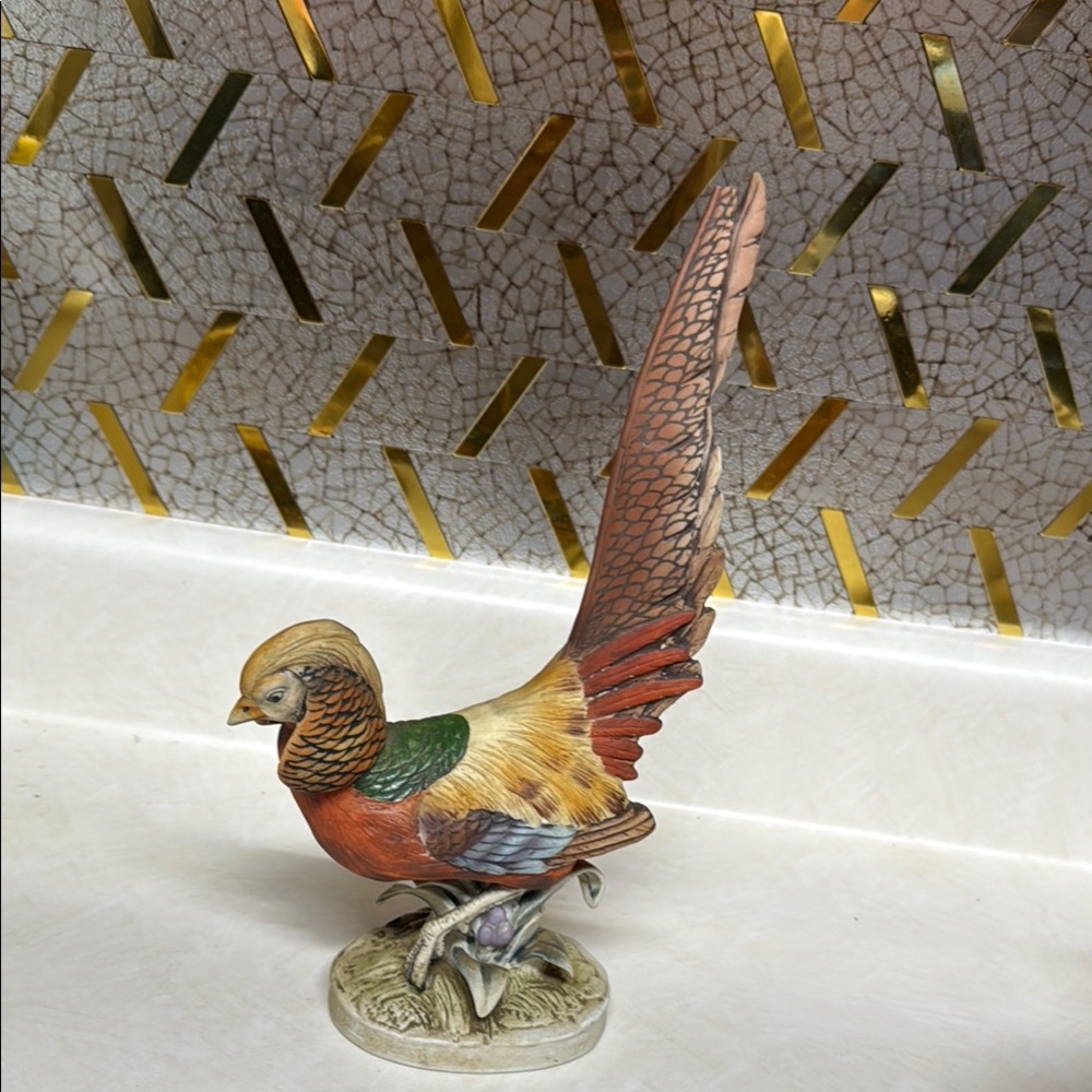 Vintage Lefton Japan Golden Pheasant Porcelain Hand painted Figurine